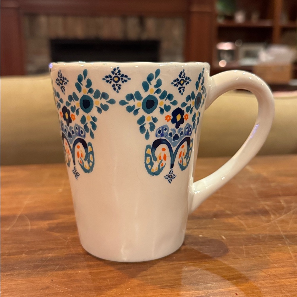 NWOT Anthropologie Arlington Designs Blue Floral Flowers Mug New